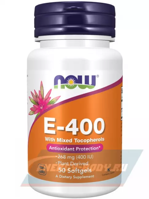  NOW FOODS E-400 With Mixed Tocopherols 50 гелевых капсул