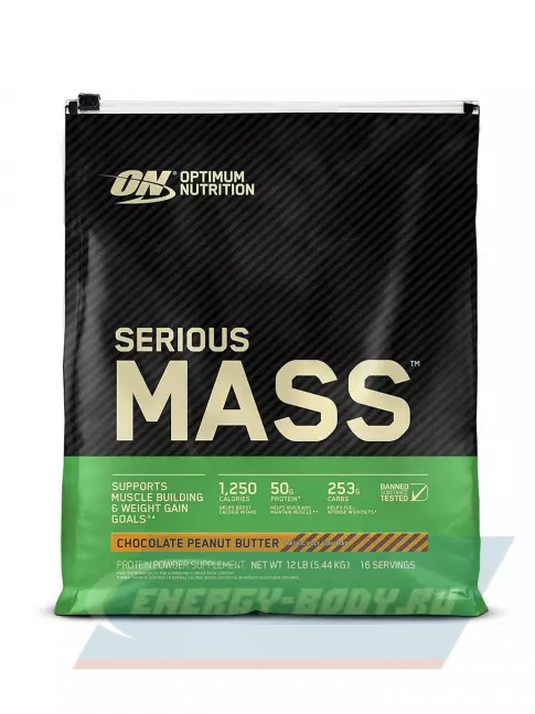 Гейнер Optimum Nutrition Serious Mass 5440 г, Шоколадно- арахисовое масло
