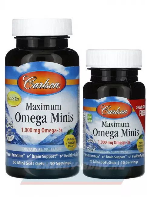 Omega 3 Carlson Labs Maximum Omega Minis 60 + 20 капсул, Лимон