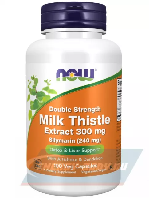  NOW FOODS Milk Thistle 300 mg (Silymarin 240 mg) 100 веган капсул