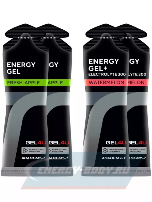 Энергетический гель GEL4U Energy Gel MIX 4 x 60 г, Яблоко, Арбуз Энергетический гель GEL4U Energy Gel MIX 4 x 60 г, Яблоко, Арбуз