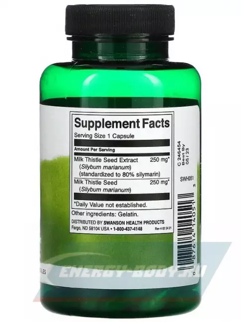  Swanson Milk Thistle - Features 80% Silymarin 120 капсул
