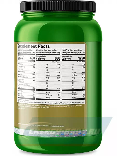 Гейнер Ultimate Nutrition Natural Gainz 1666 г, Арахисовое масло с джемом