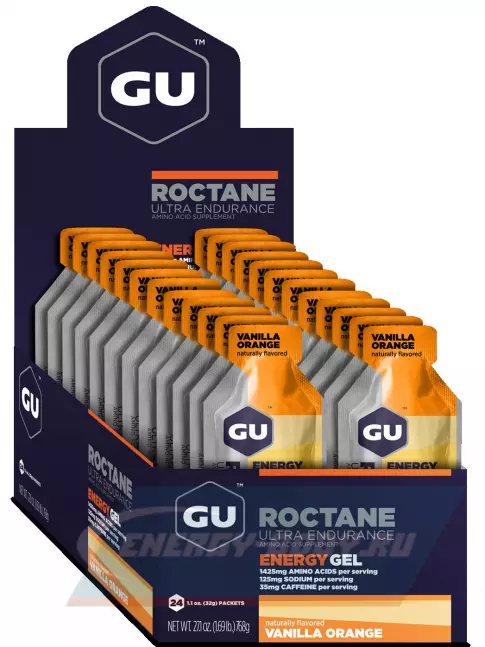 Энергетический гель GU ENERGY GU ROCTANE Energy Gel 35mg caffeine 24 x 32 г, Ваниль-Апельсин