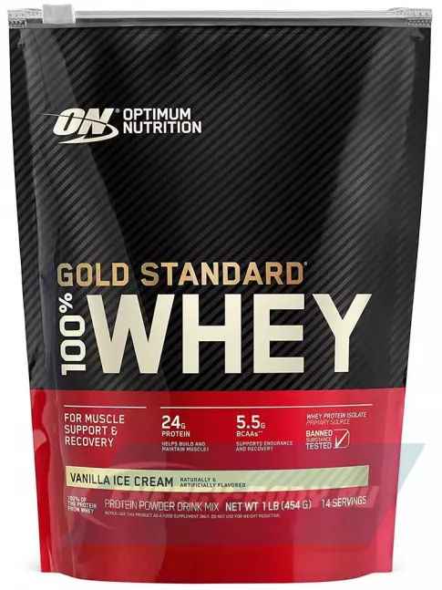  Optimum Nutrition 100% Whey Gold Standard 454 г, Ванильное мороженое