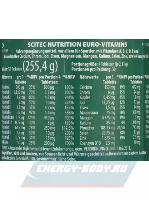  Scitec Nutrition Euro Vita-Mins 120 таблеток