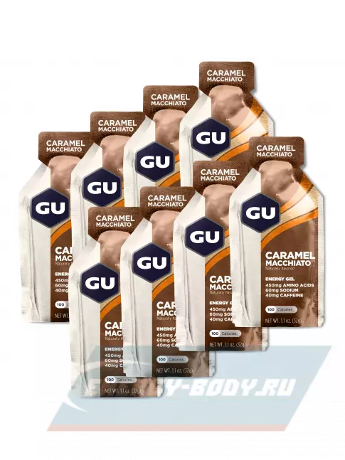 Энергетический гель GU ENERGY GU Original Energy Gel 40mg caffeine 8 x 32 г, Карамель-Макиато