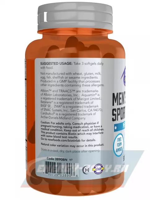  NOW FOODS Men's Active Sports Multi 90 гелевых капсул