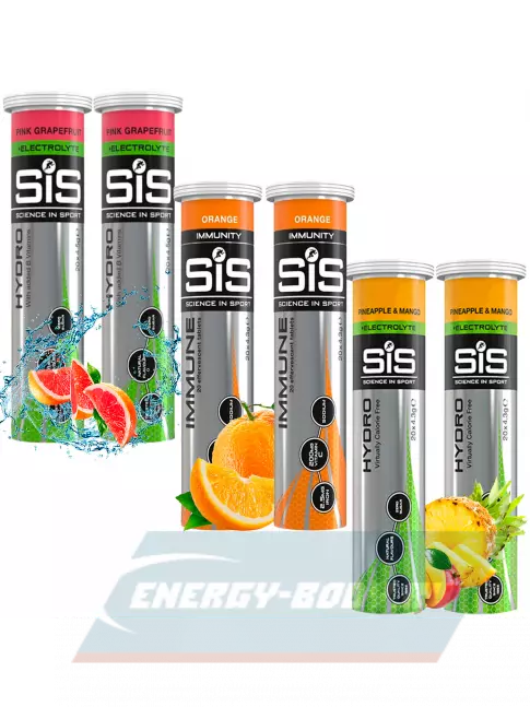  SCIENCE IN SPORT (SiS) GO Hydro Tablet 20s 6 x 20 таблеток, Розовый грейпфрут, Апельсин, Ананас - Манго