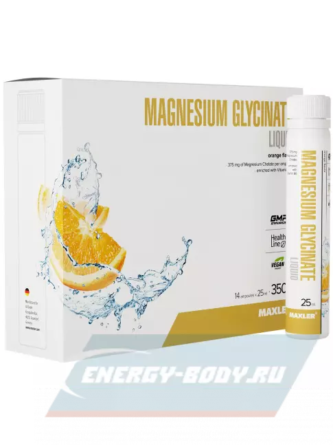 MAXLER Magnesium Glycinate Liquid 14 x 25 мл, Апельсин  MAXLER Magnesium Glycinate Liquid 14 x 25 мл, Апельсин