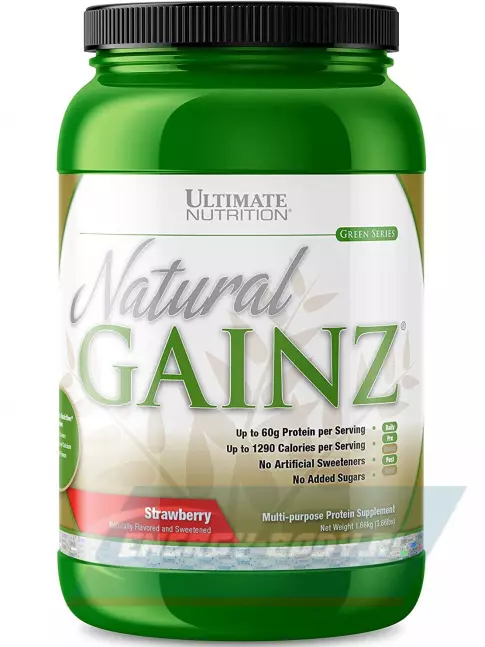 Гейнер Ultimate Nutrition Natural Gainz Whey Protein Powder 1666 г, Клубника