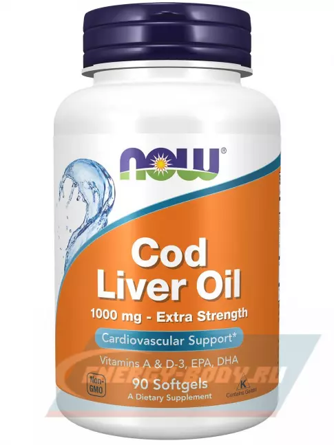 Omega 3 NOW FOODS Cod Liver Oil 1000 mg Extra Strength 90 гелевых капсул