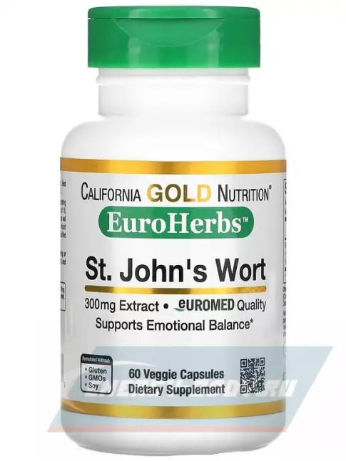  California Gold Nutrition St. John's Wort, EuroHerbs, 300 mg 60 вегетарианских капсул