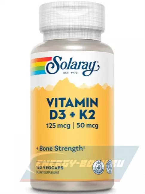  Solaray Vitamin D3 + K2 120 веган капсул