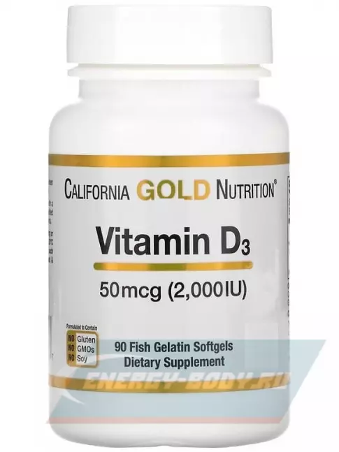  California Gold Nutrition Vitamin D3 50 mcg 2000 IU 90 капсул