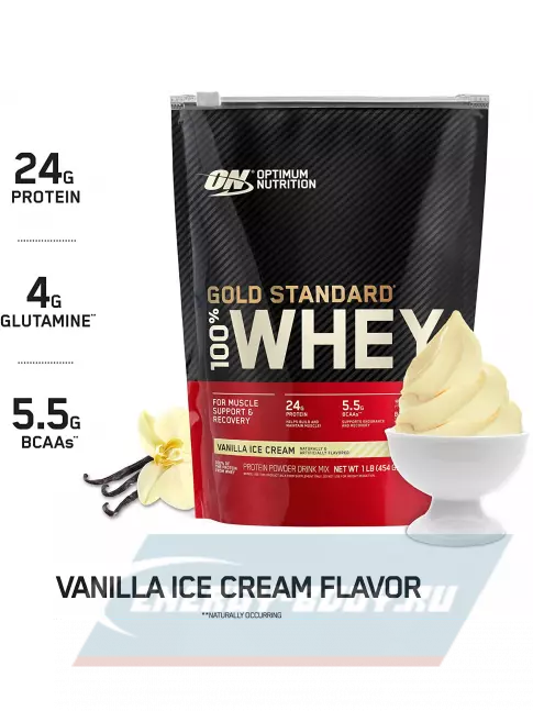  Optimum Nutrition 100% Whey Gold Standard 454 г, Ванильное мороженое