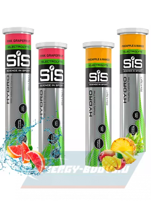  SCIENCE IN SPORT (SiS) GO Hydro Tablet 20s 4 x 20 таблеток, Розовый грейпфрут, Ананас - Манго