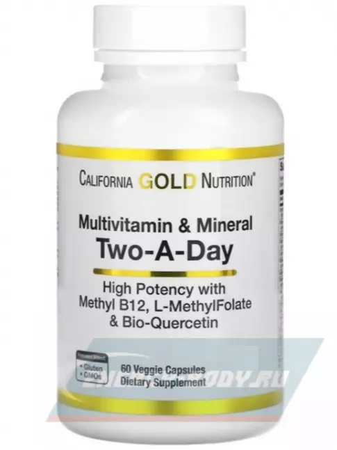  California Gold Nutrition Multivitamin and Mineral, Two-A-Day 60 вегетарианских капсул