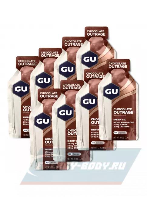 Энергетический гель GU ENERGY GU Original Energy Gel 20mg caffeine 8 x 32 г, Шоколадное безумие