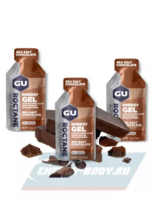 Энергетический гель GU ENERGY GU ROCTANE Energy Gel 35mg caffeine 3 x 32 г, Шоколад-Морская соль