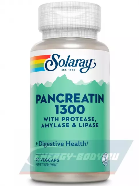  Solaray Solaray, Pancreatin 1300, 90 Capsules 90 вегетарианские капсулы