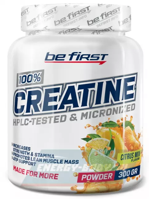  Be First Creatine Micronized Powder (креатин моногидрат) 300 г, Цитрусовый микс