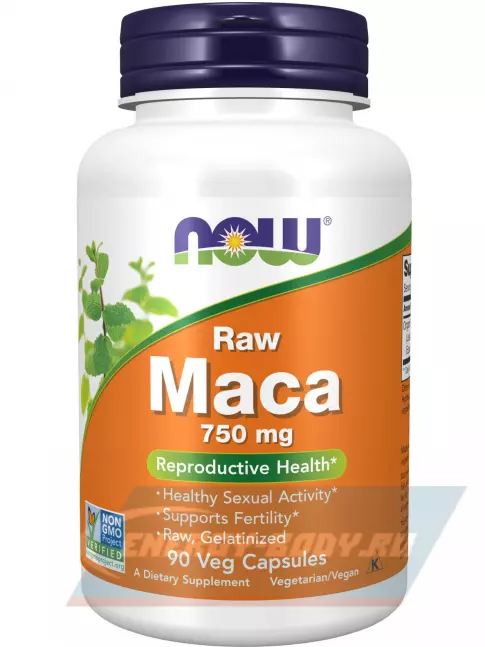  NOW FOODS Raw Maca 750 mg 90 веган капсул
