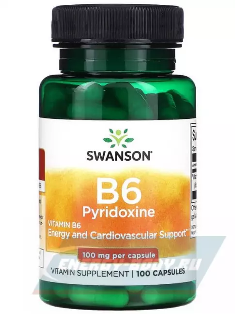  Swanson Vitamin B6 Pyridoxine 100 mg 100 капсул