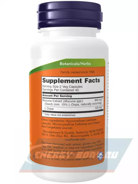  NOW FOODS Dopa Mucuna 90 веган капсул