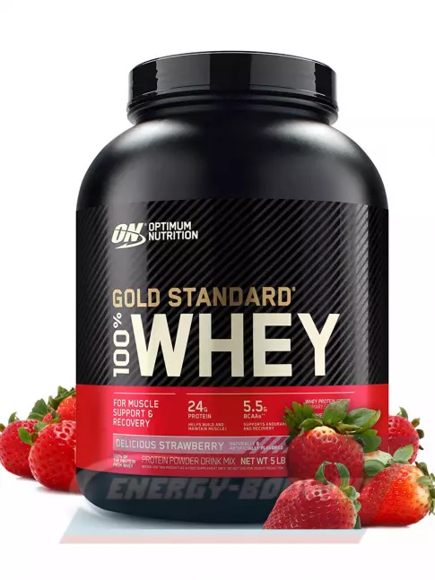 Optimum Nutrition 100% Whey Gold Standard 2270 г + шейкер, Восхитительная клубника Optimum Nutrition 100% Whey Gold Standard 2270 г + шейкер, Восхитительная клубника