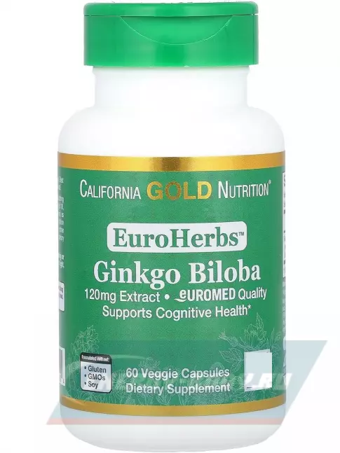  California Gold Nutrition Ginkgo Biloba 120 mg, 60 капсул 60 веган капсул