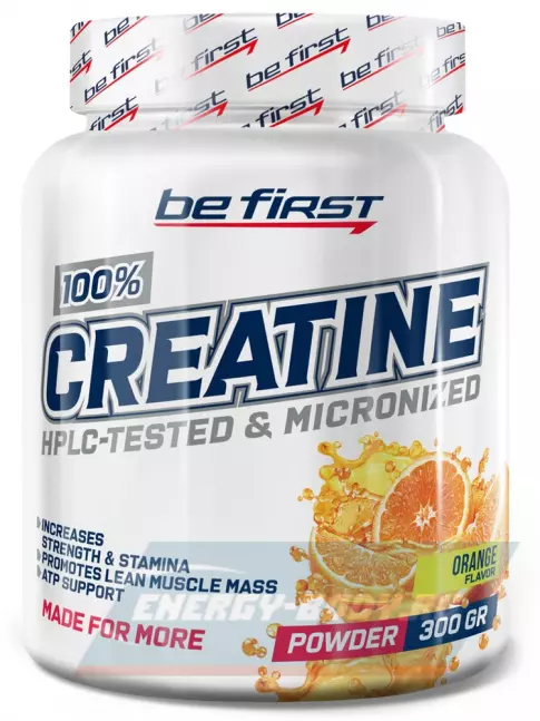 Be First Creatine Micronized Powder (креатин моногидрат) 300 г, Апельсин Be First Creatine Micronized Powder (креатин моногидрат) 300 г, Апельсин