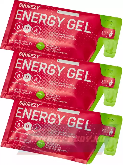 Энергетический гель SQUEEZY ENERGY SUPER GEL 3 x 33 г, Натуральный