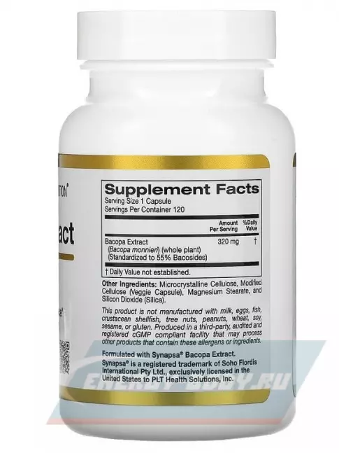  California Gold Nutrition Bacopa Extract 320 mg 120 вегетарианских капсул