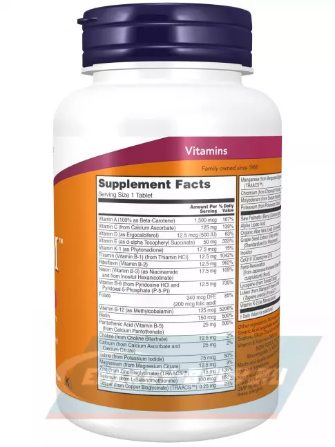  NOW FOODS ADAM Tablets Multi 60 таблеток