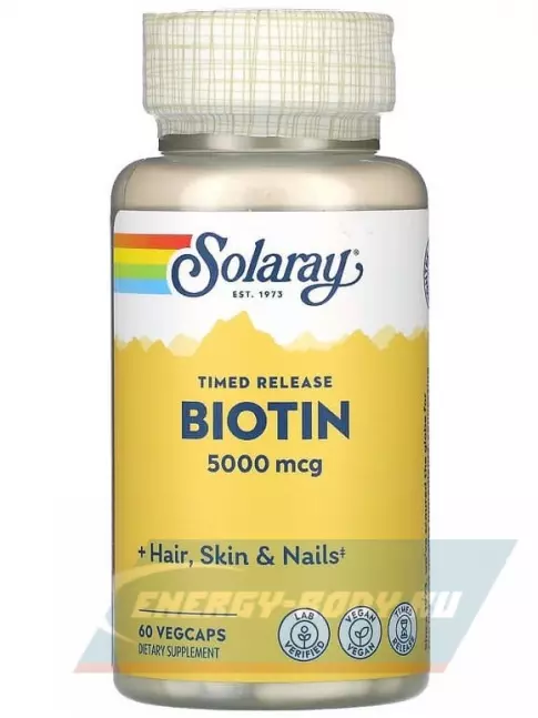 Solaray Biotin 5000 mcg 60 вегетарианских капсул
