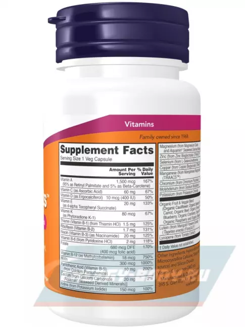  NOW FOODS Daily Vits Multi 30 веган капсул