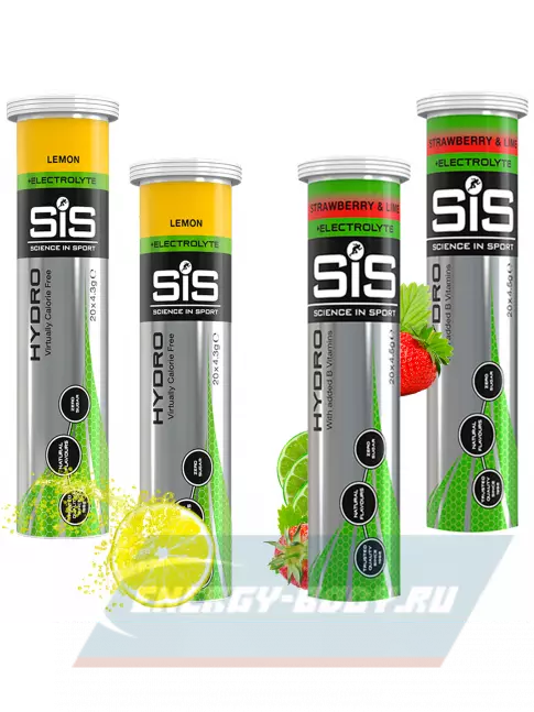  SCIENCE IN SPORT (SiS) GO Hydro Tablet 20s 4 x 20 таблеток, Лимон, Клубника - Лайм