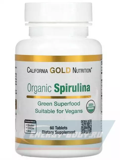  California Gold Nutrition Organic Spirulina 500 mg 60 таблеток