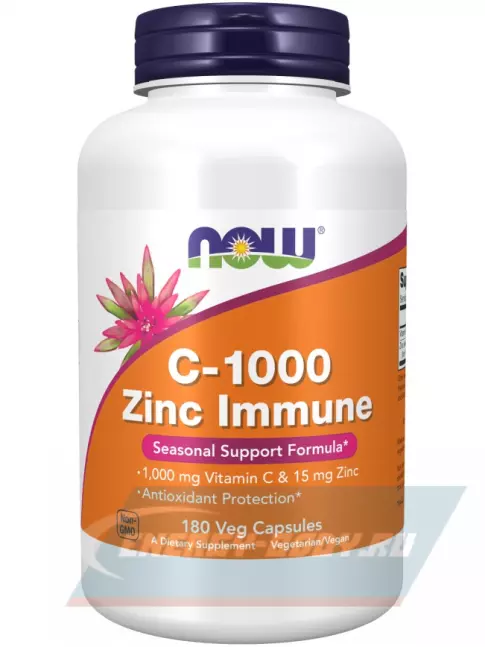  NOW FOODS C-1000 Zinc Immune 180 веган капсул