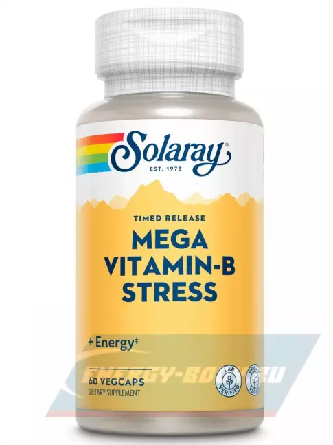  Solaray Mega Vitamin B-Stress, Timed-R 60 веган капсул