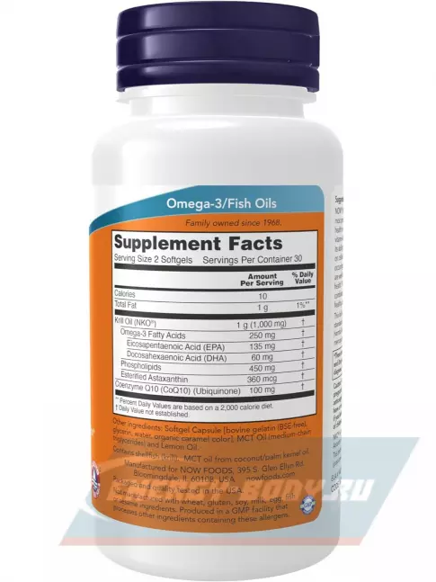 Omega 3 NOW FOODS Krill Oil & CoQ10 Heart Support 60 гелевые капсулы