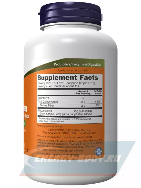  NOW FOODS Glucomannan Pure Powder 227 г, Натуральный