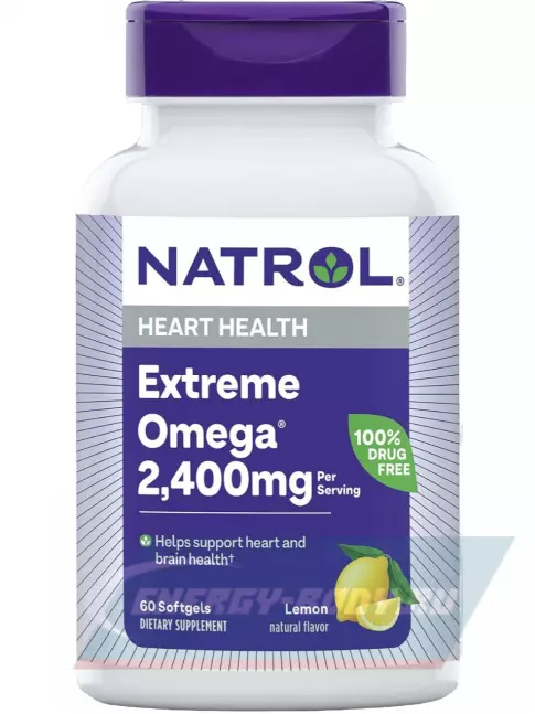 Omega 3 Natrol Extreme Omega 2400 mg 60 гелевых капсул, Лимон
