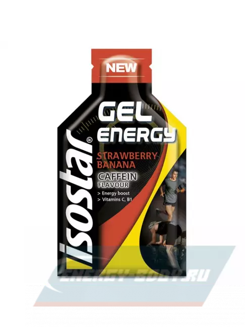 Энергетический гель ISOSTAR Energy Gel + кофеин 1 саше, Клубника-банан