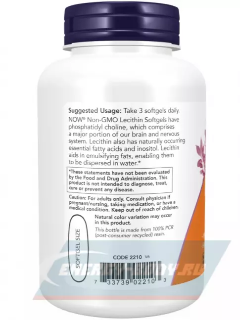  NOW FOODS Lecithin - Лецитин 1200 мг 100 капсул