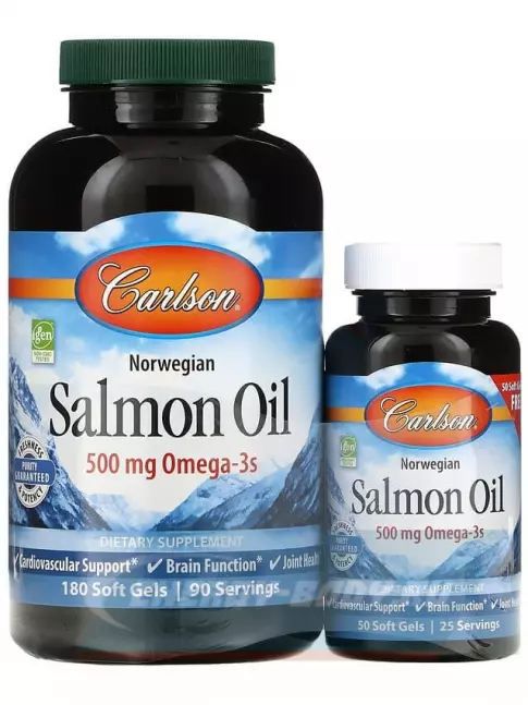 Omega 3 Carlson Labs Norw Salmon Oil 180+50 капсул