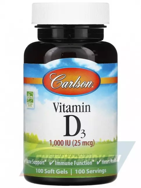  Carlson Labs Vit D3 1000IU (25mcg) 100 гелевых капсул