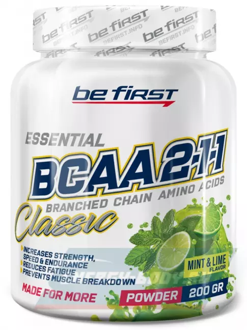 ВСАА Be First BCAA Classic Powder 2:1:1 200 г, Мята - Лайм