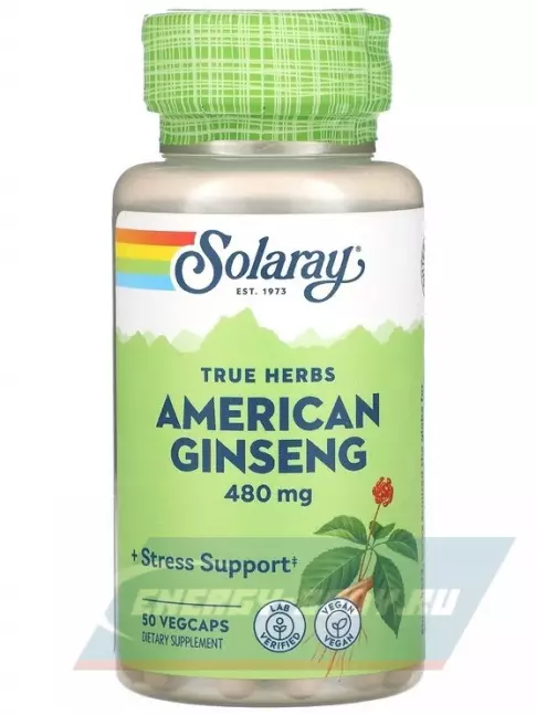  Solaray American Ginseng Root 480 mg 50 вегетарианских капсул